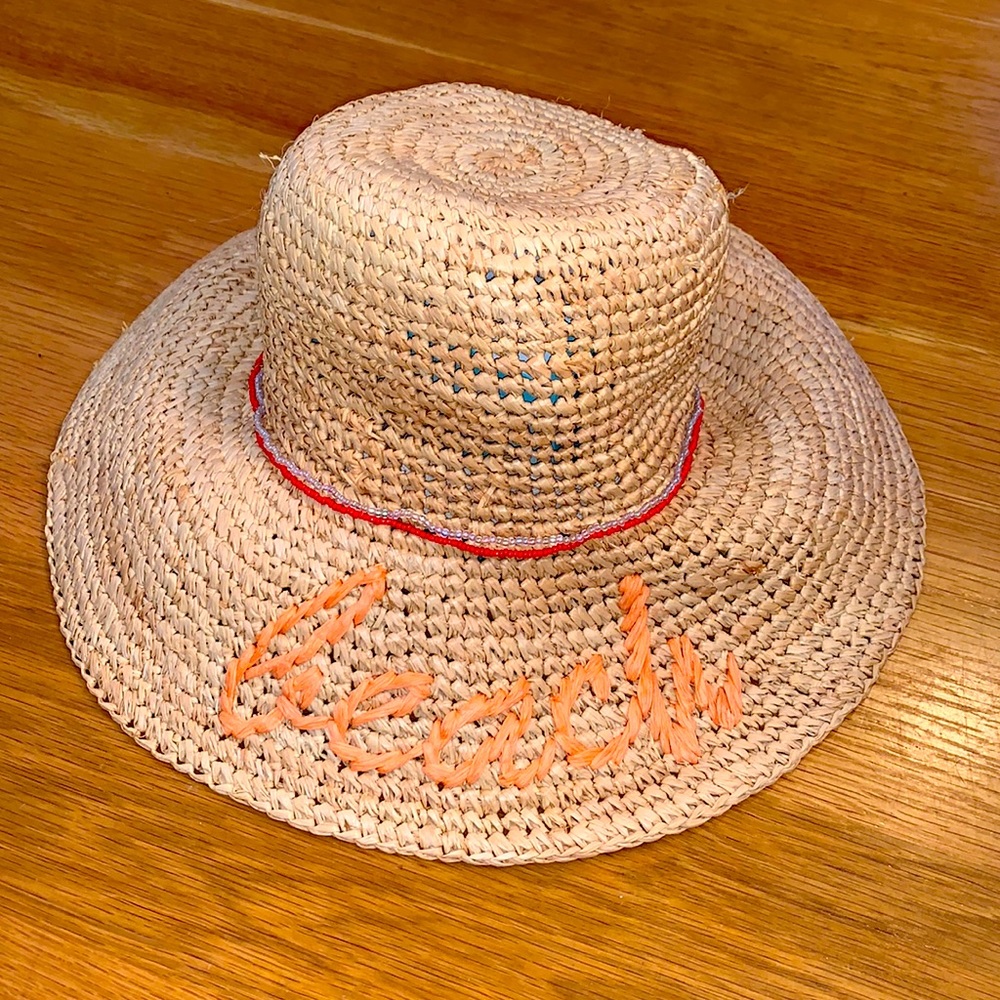 Echo Straw Sun Hat “Beach” Sun Visor Cap~ - image 3
